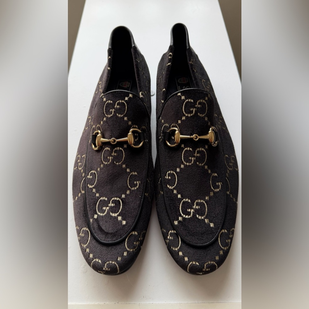 Gucci Men’s Dark Black Velvet Horsebit Loafers